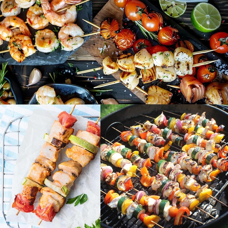 CrazyTerra Bamboo Skewers (50 Pack), 12 Inch Wooden Kabob Skewers for Grilling, 5mm Sturdy Bamboo Kebab Skewer Sticks Shish Kabob Wood Grill Skewer for Barbecue, Appetizers, Food, BBQ Meat, Long Toothpicks - Image 3