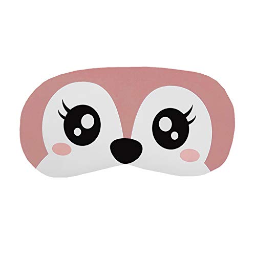Jenna Polyester Cute Sleeping Eye Shade Mask Cover For Insomnia, Meditation, Puffy Eyes And Dark Circles Puppyeyes Pink - Image 1