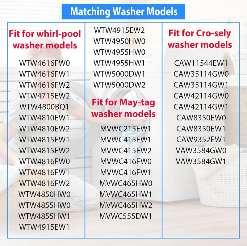 Semzohc W11210459 WTW5000DW1 WTW4816FW2 صمام دخول الماء للغسالة، مناسب لـ ويرلبول ومايتاج وكينمور وأمانا وكروسلي، يستبدل AP6329217, W10701459, W10838319, W10869799, W11025984, W11038711 - Image 5