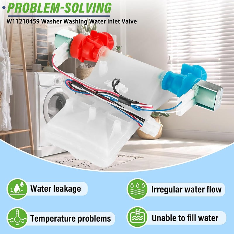 Semzohc W11210459 WTW5000DW1 WTW4816FW2 صمام دخول الماء للغسالة، مناسب لـ ويرلبول ومايتاج وكينمور وأمانا وكروسلي، يستبدل AP6329217, W10701459, W10838319, W10869799, W11025984, W11038711 - Image 2