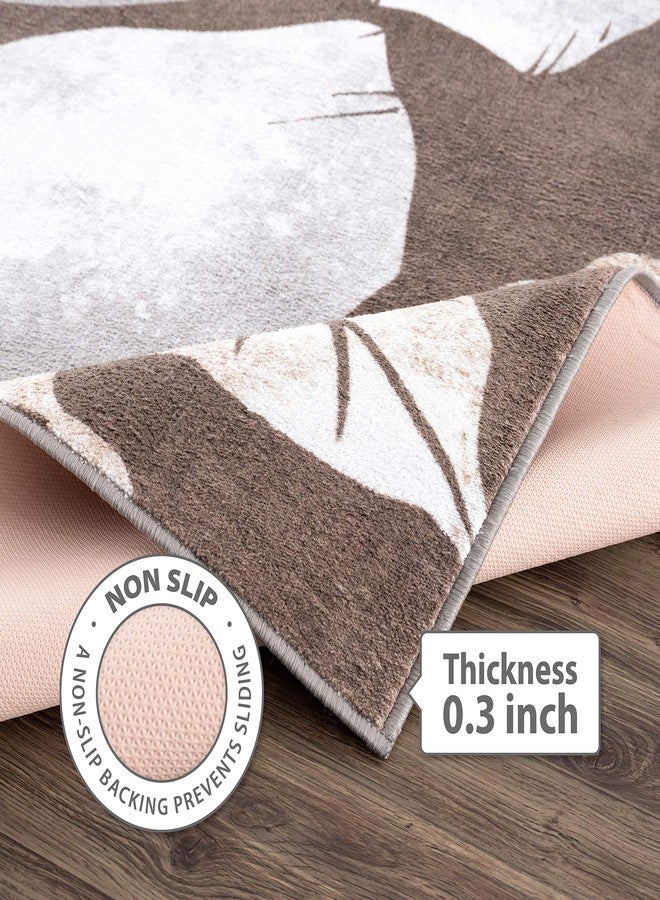 CAMILSON Solana Modern Floral 2' x 7' Area Rugs Non-Skid (Non-Slip) Rubber Backing Gray - Brown Flowers Indoor Rug (2x7, Grey Brown) - Image 3
