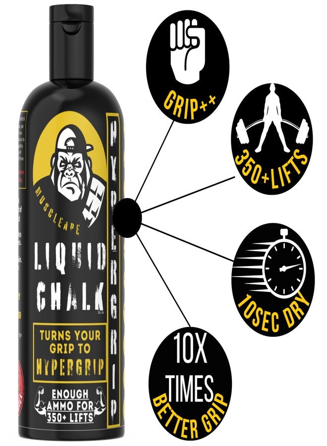 Muscleape Liquid Chalk 500ml with Wrist Wraps| Liquid Chalk for Dry Steel Like Grip| 20" Lenght 3" Widht Wrist Wraps .for Powerlifters, Bodybuilders & All Strength Athletes - Image 2