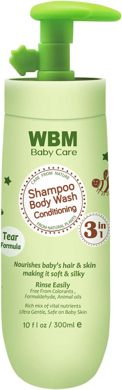 WBM Care 3in1 Baby Shampoo enriched with honey wheatgerm and organic olive oil nourishes baby hair with a gentle tearfree formula for healthy care - Image 1