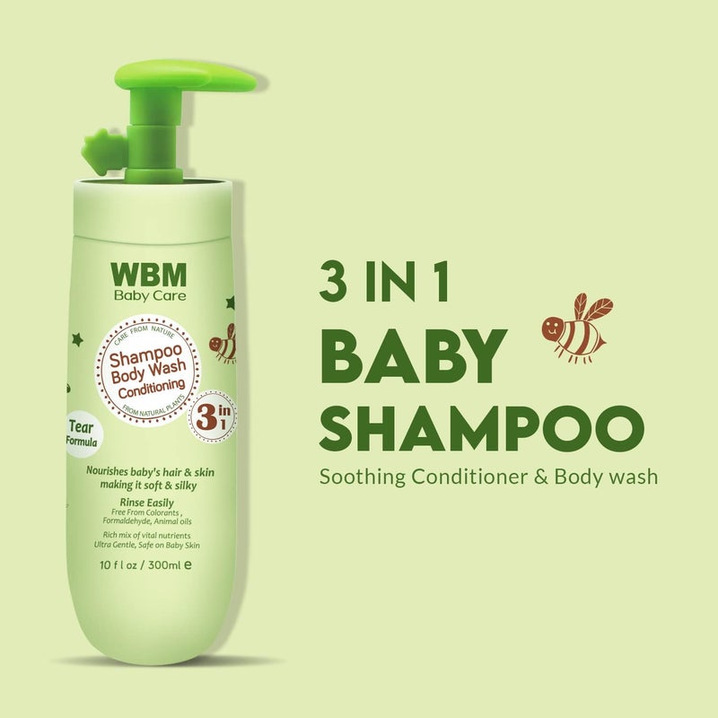 WBM Care 3in1 Baby Shampoo enriched with honey wheatgerm and organic olive oil nourishes baby hair with a gentle tearfree formula for healthy care - Image 3