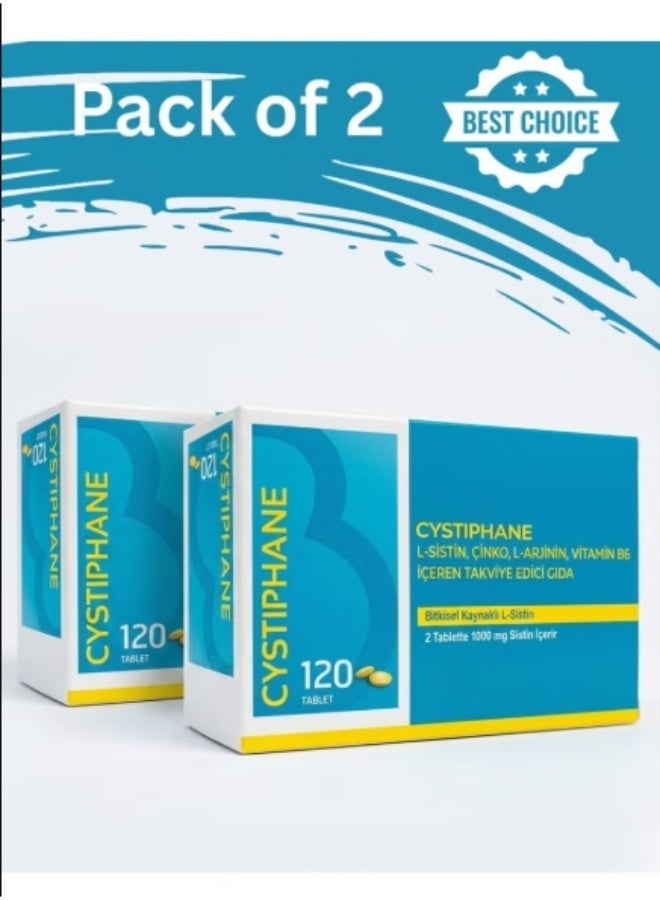 Biorga Cystiphane Hair & Nail Supplement, 120 Tablets with L-Cystine, Zinc & B6 – (Pack of 2) - Image 2