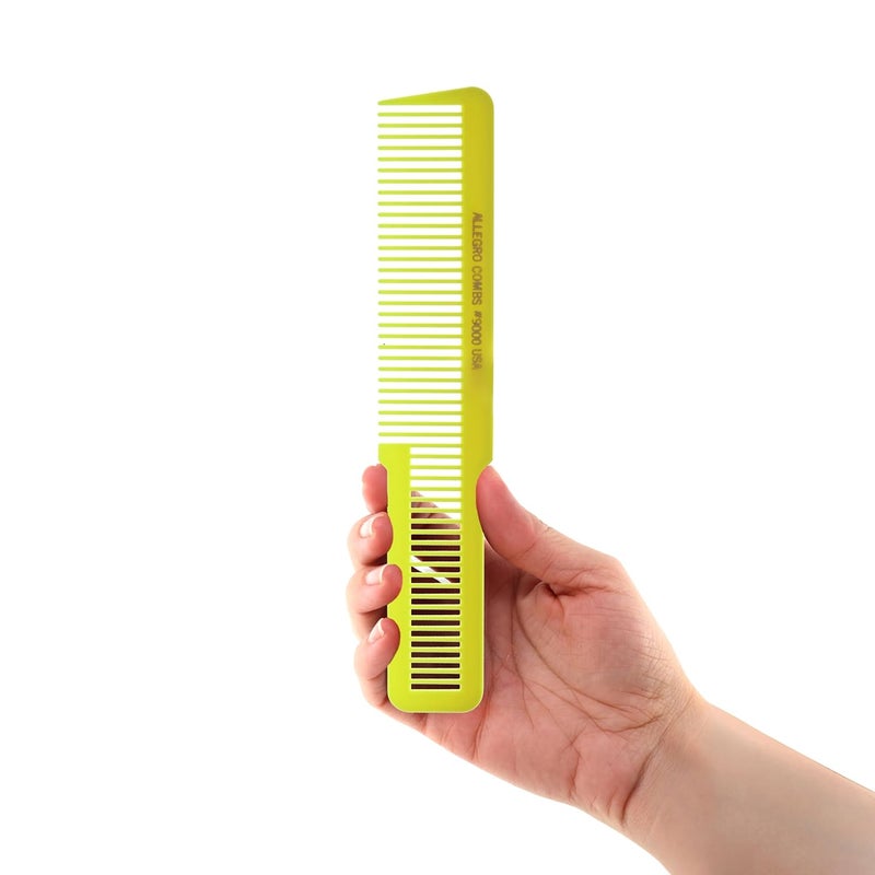 Allegro Combs 9000 Clipper Blending Cutting Wide Teeth Hair Comb For Fading Barbers Hairstylist Men Women Shower Comb Shampoo Styling 1 Piece Neon Yellow