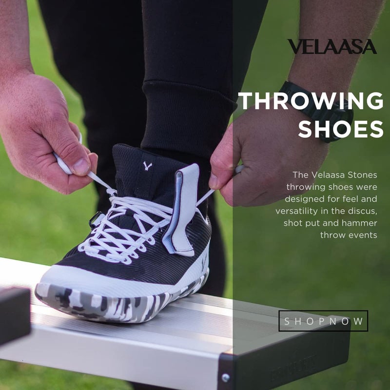 VELAASA Stones | Throwing Shoe | Men and Womens Discus Throw Shoes | Shotput and Javelin Shoes | for Running | Track and Field Equipment | Training Gear | Snow Camo | 15 M / 16 .5 W - Image 4