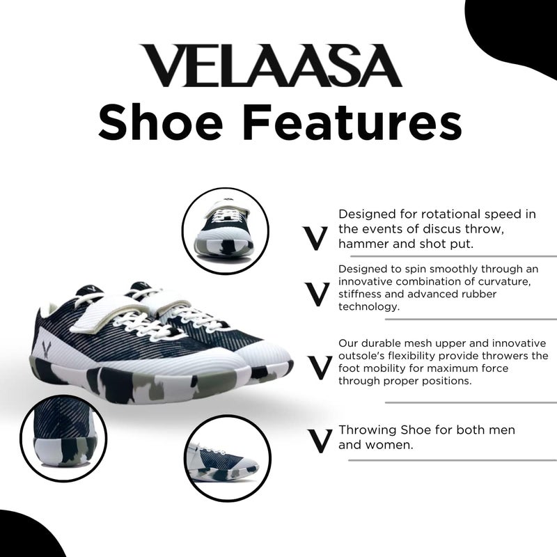 VELAASA Stones | Throwing Shoe | Men and Womens Discus Throw Shoes | Shotput and Javelin Shoes | for Running | Track and Field Equipment | Training Gear | Snow Camo | 15 M / 16 .5 W - Image 2