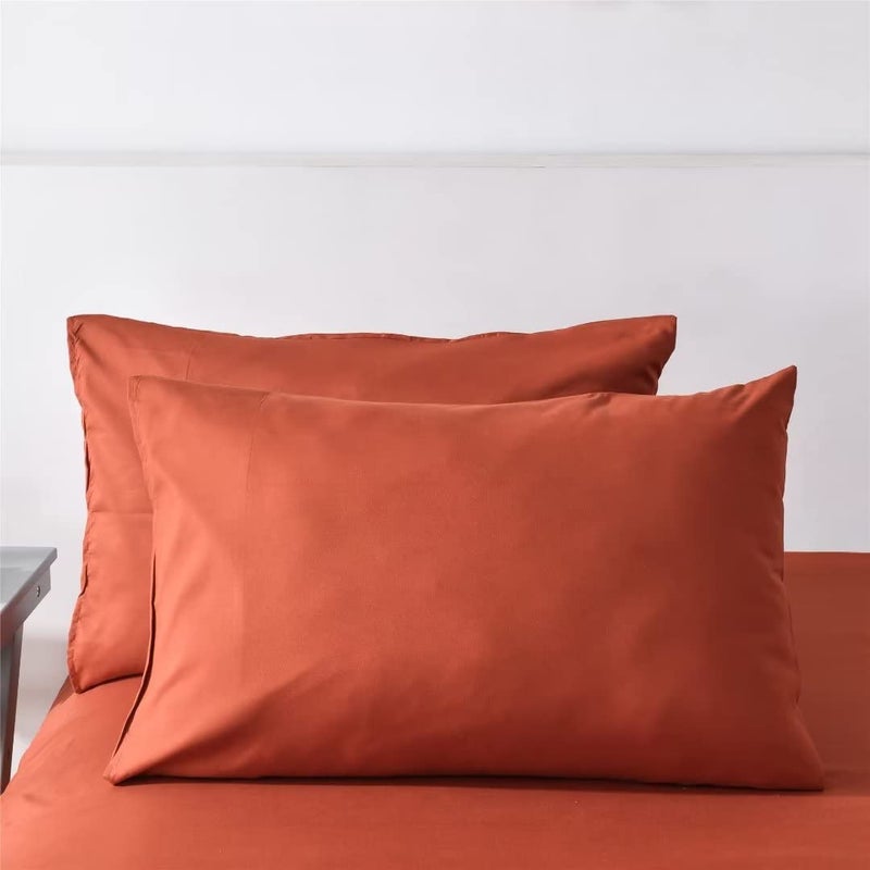 Ruccit Pillowcases 2 Pack Burnt Orange Pillowcases Soft Brushed Microfiber Pillow Case Soft Plain Pillow Cover with Envelope Closure50x75cm