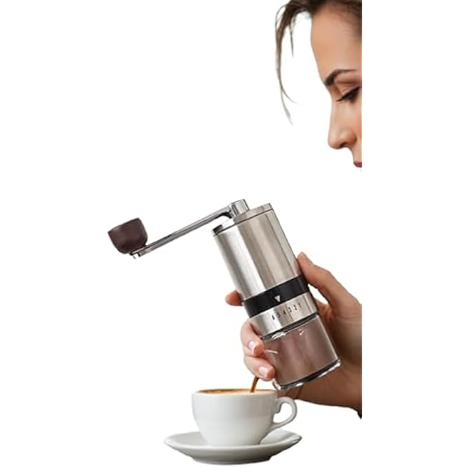 Honwor Portable Hand Coffee Grinder With 6Setting Adjustable Grind For Home Office Travel And Camping  Compact  Easy To Use 1Pc - Image 1