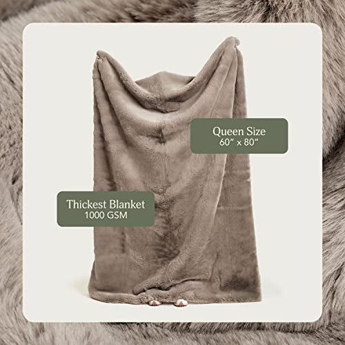 UnHide Marshmallow - Faux Fur Blanket - Heavy Weight, Extra Soft Blanket - Made from Recycled Materials - Machine Washable - Medium (60" x 80") - Taupe Ducky - Image 2