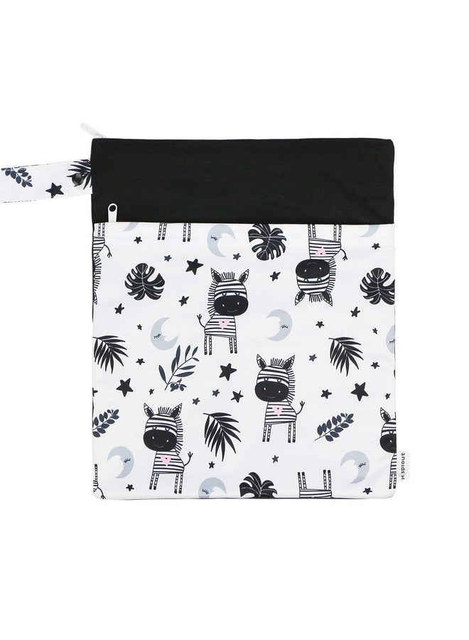 Hi Sprout Grab and Go Waterproof Washable Reusable Diaper Wet Dry Cloth Diaper Bags, zebra - Image 1