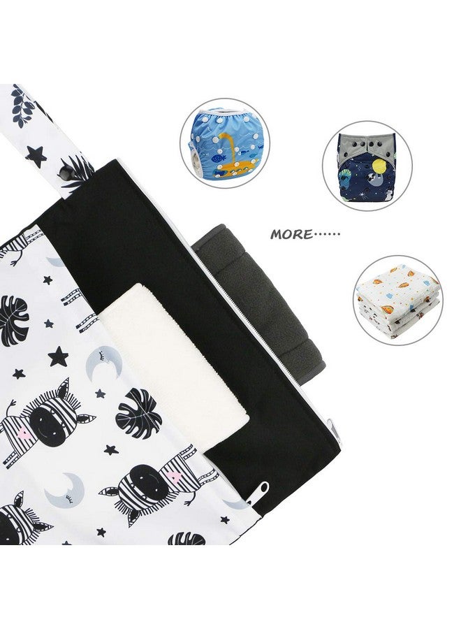 Hi Sprout Grab and Go Waterproof Washable Reusable Diaper Wet Dry Cloth Diaper Bags, zebra - Image 3