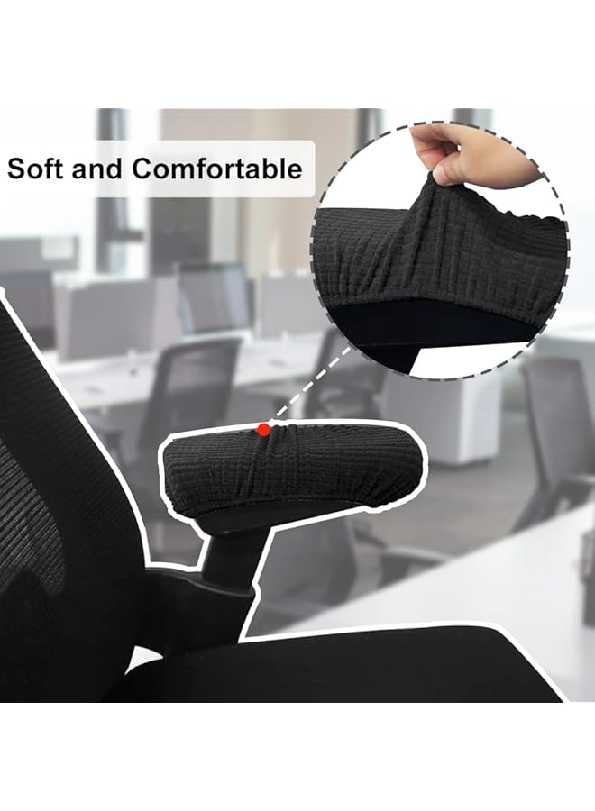 erorex Chair Arm Pad Covers Office Chair Armrest Cover Removable Elastic Washable Waterproof Fabricchair Armrest Covers Soft Armrest Cushion Pad For Home Or Office Chair 2 Pair Black  - Image 4