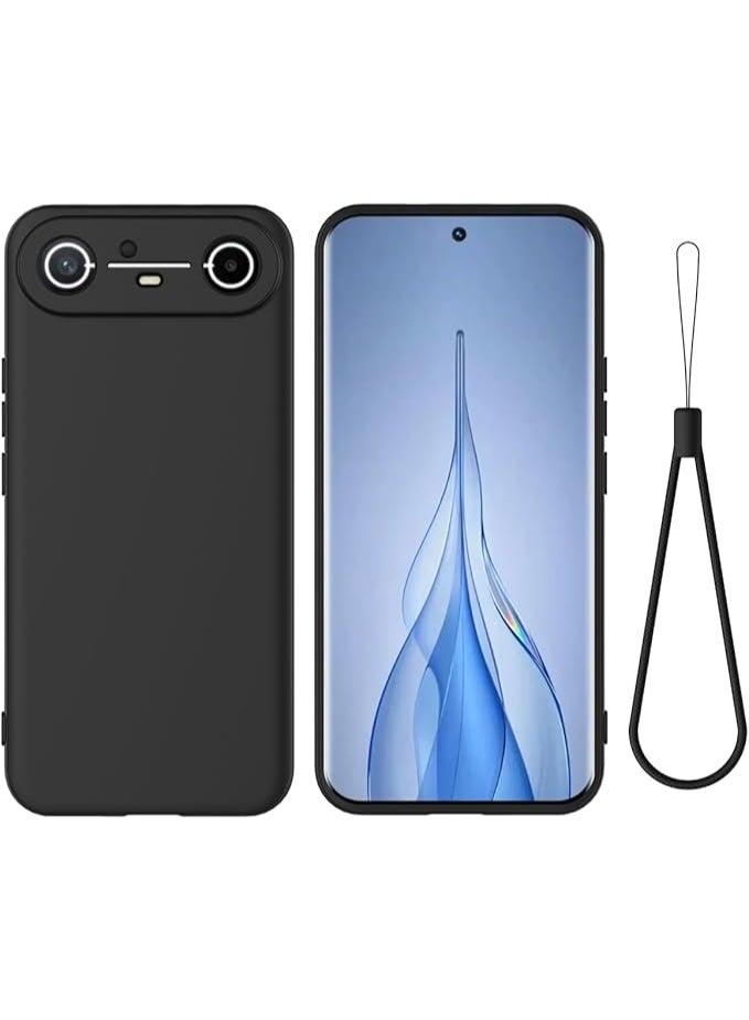 Case Compatible with Tecno Pova Slim 5G Liquid Silicone Case with Microfiber Lining Soft Rubber Gel TPU Shockproof Protective Back Cover with Lanyard Strap - Image 1