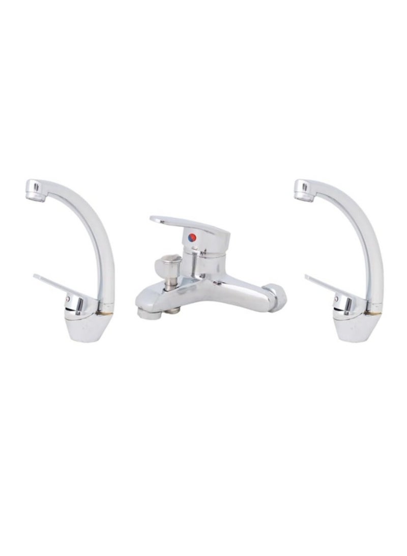 Dream Clever  Dr/01 3-Piece Premium Nickel Kitchen Sink Mixer Set