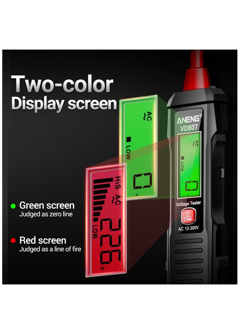Excefore VD807 Non Contact Voltage Tester, Electrical Tester Pen, Range AC Voltage, Light Bulb Tester Tools with LCD Display, Flashlight, Pocket-Sized Pen Detector, Buzzer Alarm, Wire Breakpoint Finder, Black  - Image 2