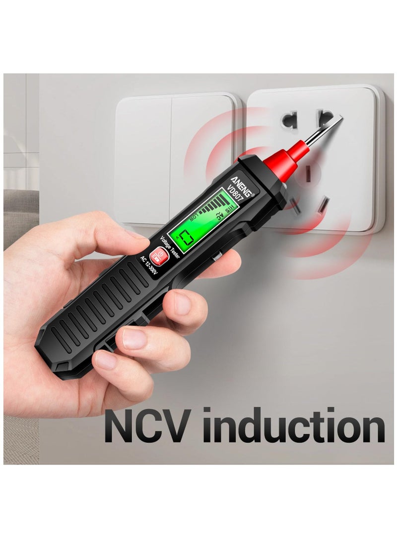 Excefore VD807 Non Contact Voltage Tester, Electrical Tester Pen, Range AC Voltage, Light Bulb Tester Tools with LCD Display, Flashlight, Pocket-Sized Pen Detector, Buzzer Alarm, Wire Breakpoint Finder, Black  - Image 3