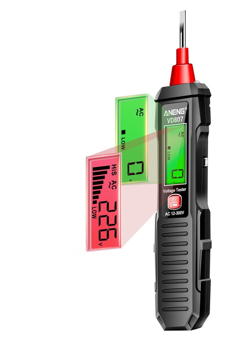 Excefore VD807 Non Contact Voltage Tester, Electrical Tester Pen, Range AC Voltage, Light Bulb Tester Tools with LCD Display, Flashlight, Pocket-Sized Pen Detector, Buzzer Alarm, Wire Breakpoint Finder, Black  - Image 1