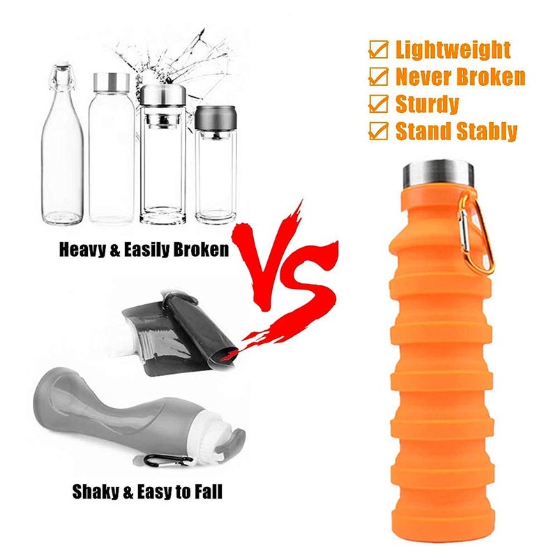 Baskety Collapsible Water Bottle, BPA Free, FDA Approved, Food-Grade Silicone Leak Proof Portable Sports Travel Water Bottle for Outdoor, Gym, Hiking, 15oz - Image 5