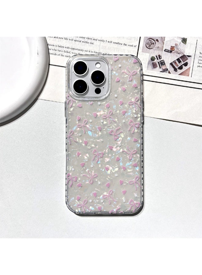 NIBEMINENT Shell Pattern Bow Love Heart Protective TPU Case Cover For iPhone 15 Pro Max Clear - Image 1