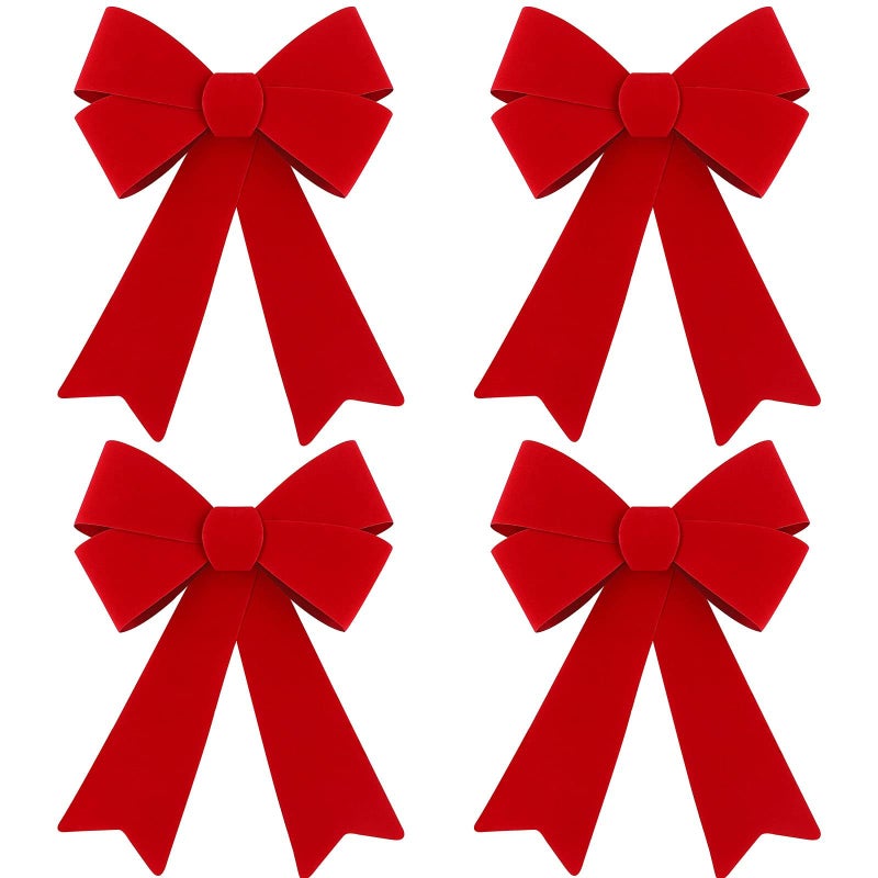 MCEAST 4 Pack Red Christmas Wreath Bows  18 x 12 Inches Christmas Decoration Bows for Xmas Tree and Party Supplies