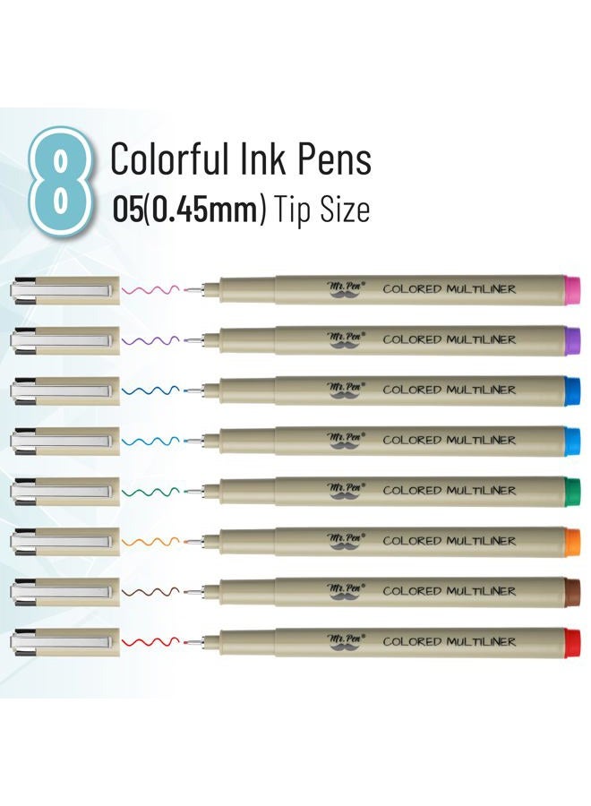 Mr. Pen Drawing Pens for Artists, 0.45mm, 8 Pack, Colorful Artist Pens, Micro Pens for Drawing, Ink Pens for Drawing, Sketch Pens, Micro Pen, Fineliner Pens, Bible Journaling Pens, Fine Point - Image 2