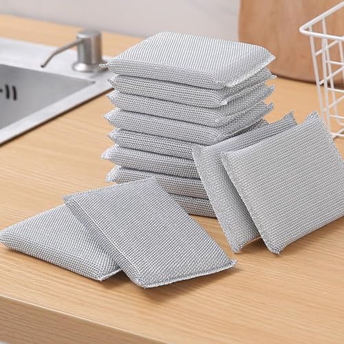 LARYNX Kitchen Scrubber with Sponge Pack of 12 Scrub Sponge for Utensil Cleaning Scratch Proof Scrubber for All Utensils Cleaning Steel Wire NonScratch Reusable Dishwashing Sponge for Kitchen - Image 1
