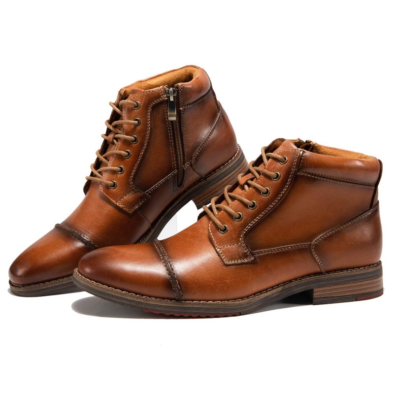 Arkbird Mens Dress Boots, Genuine Leather Classic Casual Ankel Boots with Side Zipper - Image 1