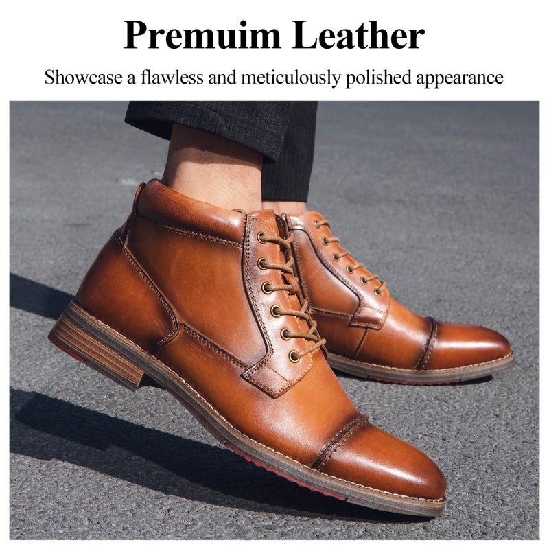 Arkbird Mens Dress Boots, Genuine Leather Classic Casual Ankel Boots with Side Zipper - Image 3