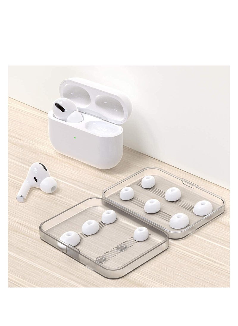 SYOSI - Ear Tips Replacement Silicon Tips Compatible for Airpods Pro, Fit in The Charging Case, Anti-Slip Reducing Noise in-Ear Eartips, White Ear Buds with Portable Storage Box 6 Pairs (S/M/L) - Image 1
