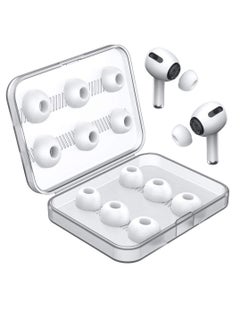 Ear Tips Replacement Silicon Tips Compatible for Airpods Pro, Fit in The Charging Case, Anti-Slip Reducing Noise in-Ear Eartips, White Ear Buds with Portable Storage Box 6 Pairs (S/M/L)