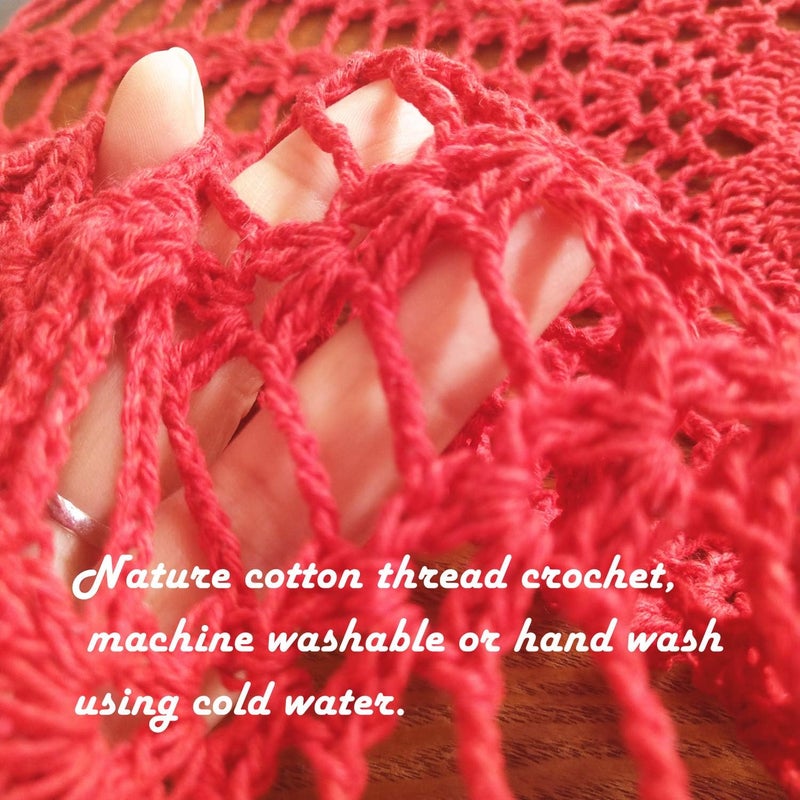 USTIDE Red Round Handmade Crochet Pineapple Floral Lace Table Cloth Doily Handcrochet Tablecloth 315 inch - Image 5