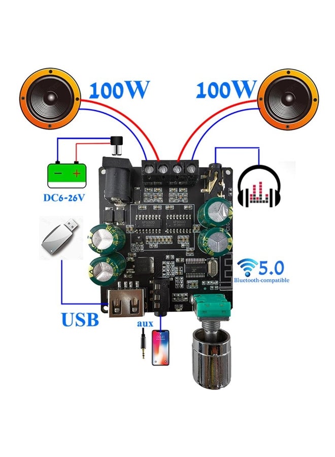 100W Bluetooth 5.0 Digital Power Amplifier Board  AUX Speaker 2.0 CH Stereo Home Music Wireless Module Audio AMP - Image 2