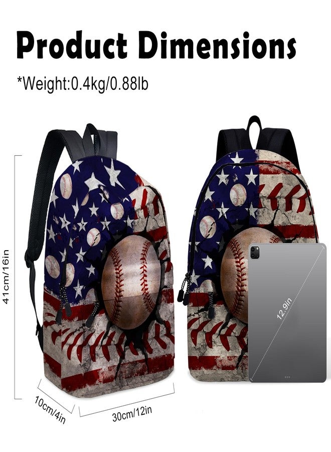 ROVOZAR Backpack 17 Inch Sport Laptop Backpack For Adult Men Large Bags for Travel Hiking Camping Daypack, 16inch-flag Baseball01, Daypack Backpacks - Image 2