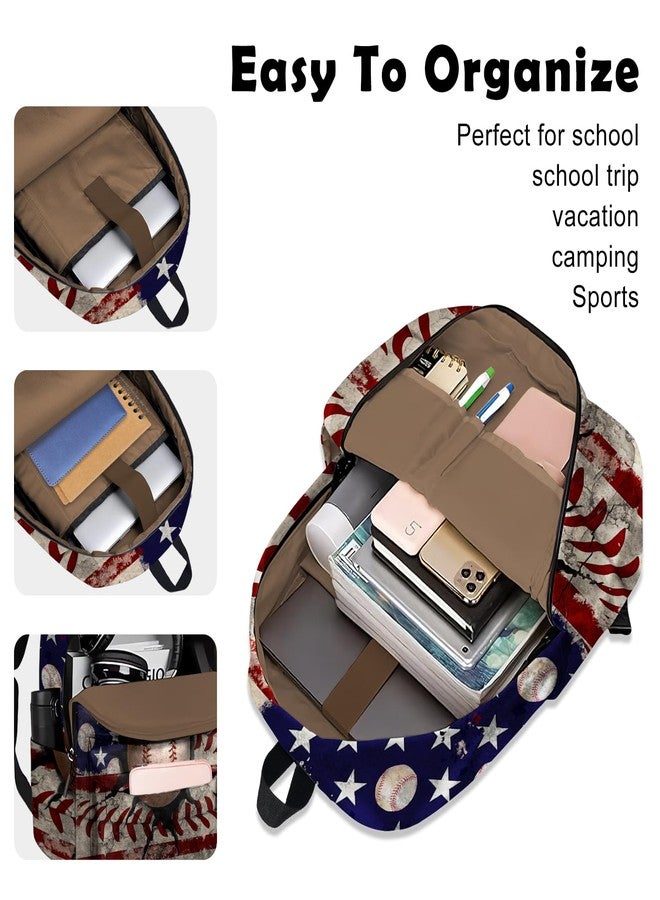 ROVOZAR Backpack 17 Inch Sport Laptop Backpack For Adult Men Large Bags for Travel Hiking Camping Daypack, 16inch-flag Baseball01, Daypack Backpacks - Image 5