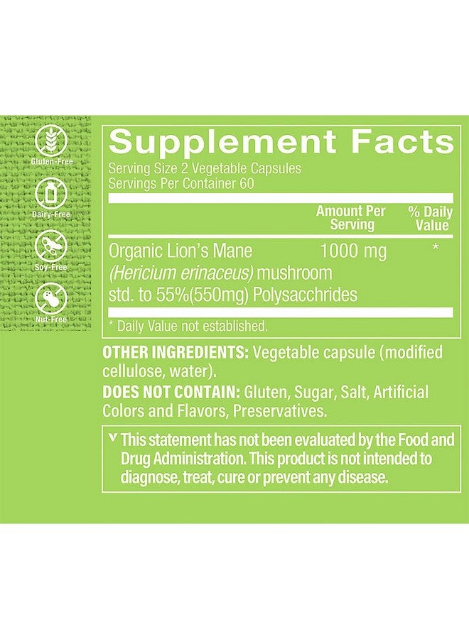 The Vitamin Shoppe Lion's Mane - Nootropic Mushroom Formula for Brain & Nerve Support - 1,000 MG (120 Vegetable Capsules) - Image 3