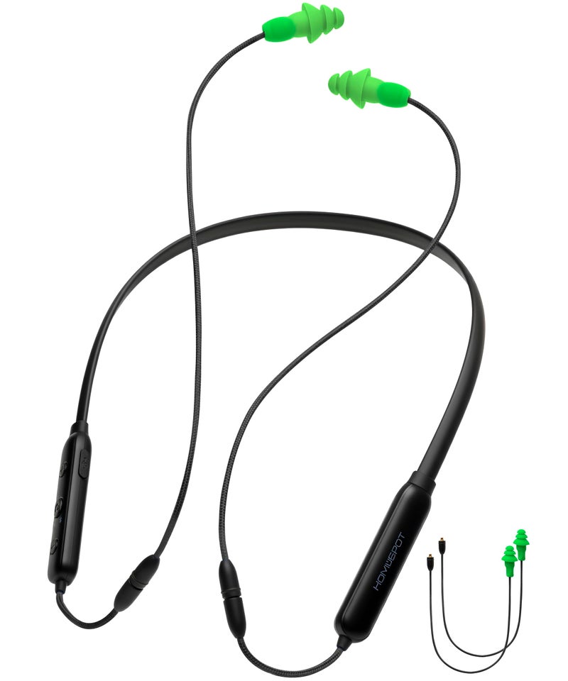 HomeSpot Noise Reduction Wireless Neckband Headphones with Replaceable Earbuds (Extra Set Included) - Qualcomm aptX HD, 27dB NRR, CVC Noise Cancelling Mic & 20H Playtime for Work Safety OSHA Compliant - Image 1