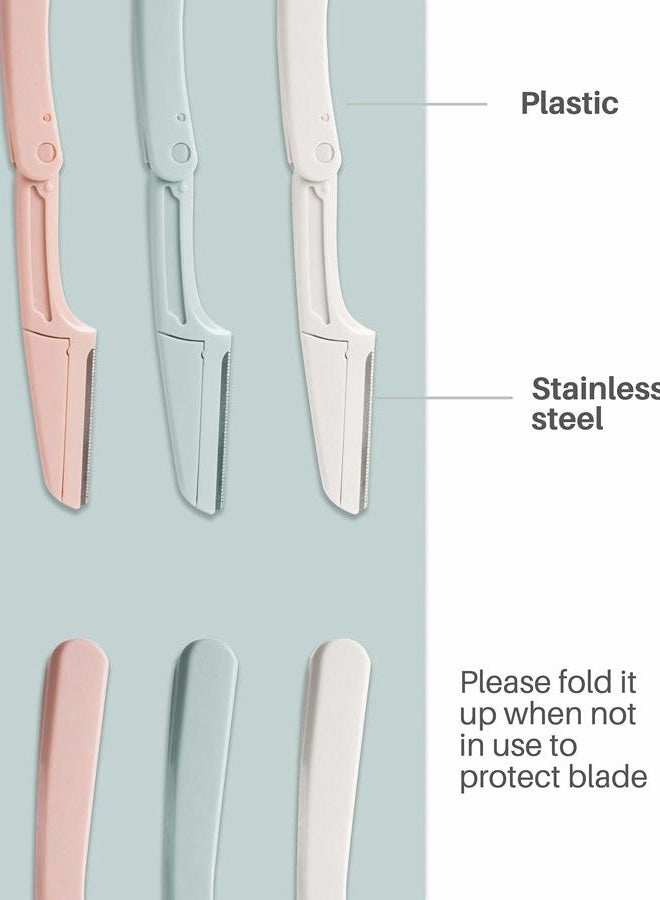 MoHern Eyebrow Razors for Women, 15 Pcs Safe Dermaplane Razor, Dermaplaning Tool for Face, Foldable Eyebrow Razor for Women and Men that Helps Smooth the Skin, 3 Colors - Image 5