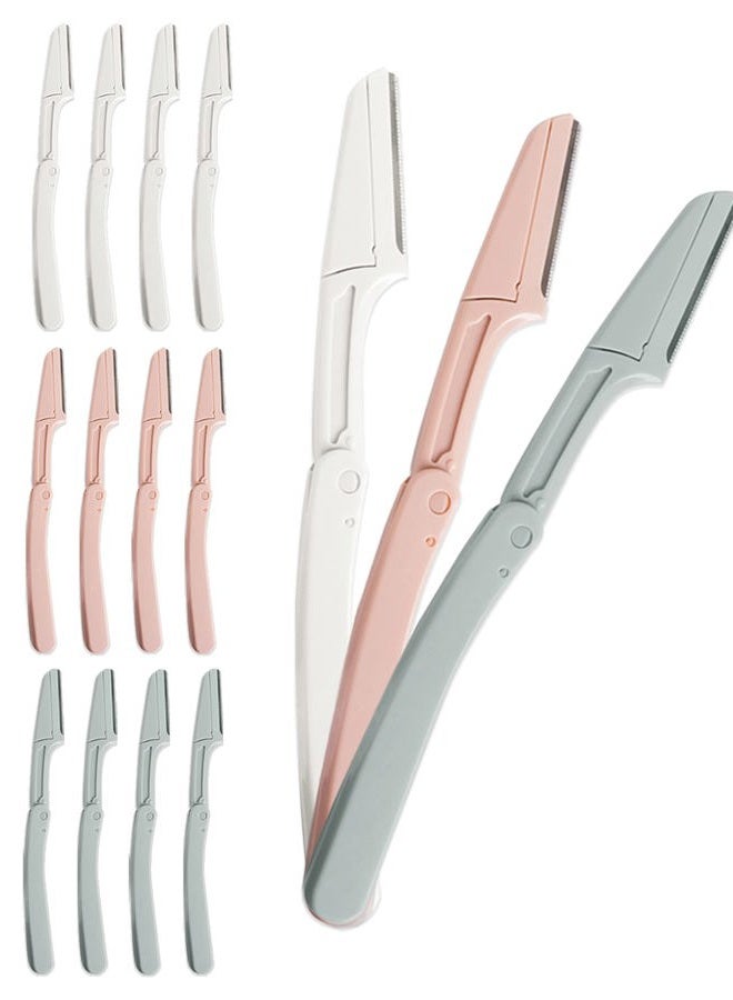 MoHern Eyebrow Razors for Women, 15 Pcs Safe Dermaplane Razor, Dermaplaning Tool for Face, Foldable Eyebrow Razor for Women and Men that Helps Smooth the Skin, 3 Colors - Image 1