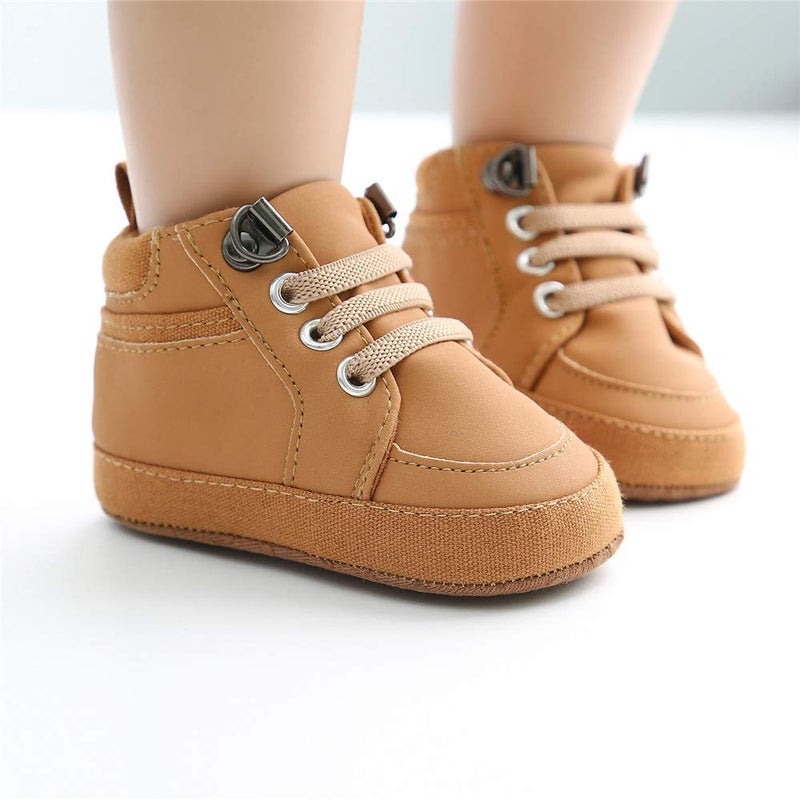 Meckior Toddler Baby Boys Girls High Tops Ankle Sneakers Soft Anti-Slip Sole PU Leather Moccasins Infant Newborn Prewalker First Walking Crib Shoes - Image 3