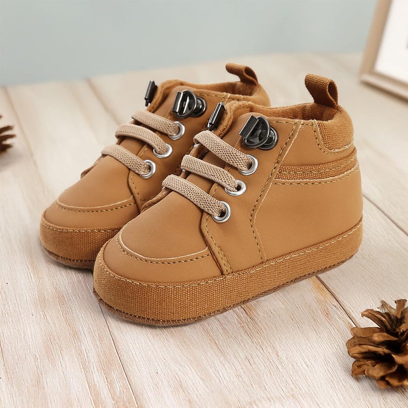 Meckior Toddler Baby Boys Girls High Tops Ankle Sneakers Soft Anti-Slip Sole PU Leather Moccasins Infant Newborn Prewalker First Walking Crib Shoes - Image 2