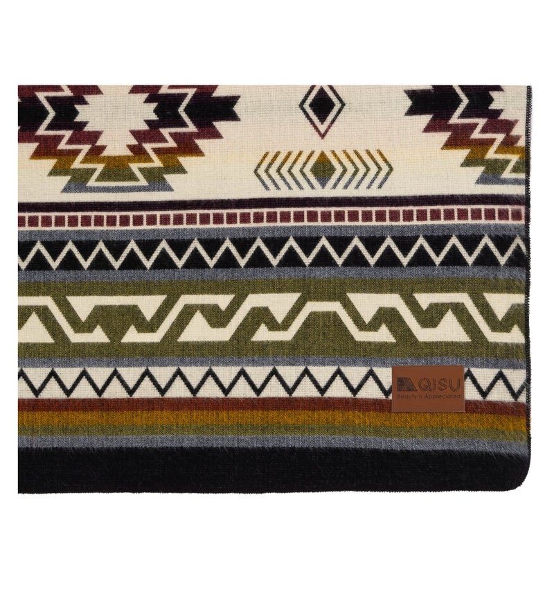 QISU Wool Blanket Throw | Large, Beautiful, Warm, Handmade in Ecuador by Local Artisans |94″ x 78″|Ultra-Soft, Hypoallergenic & Breathable | Non-Itchy or Scratchy Fabric(Blue Footed Bobby) - Image 4