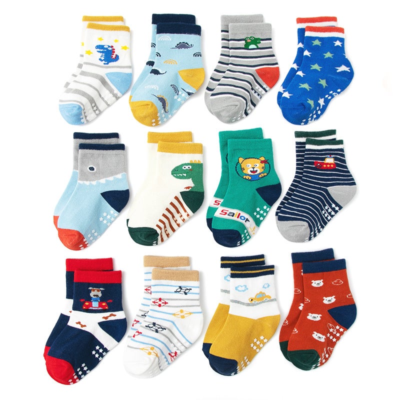 new autumn children's non-slip dotted floor socks cartoon animal children's socks wholesale 0-1-3-5-7 years old KB47 animal theme L(14-16 cm) recommended for 3-5 years old - Image 1