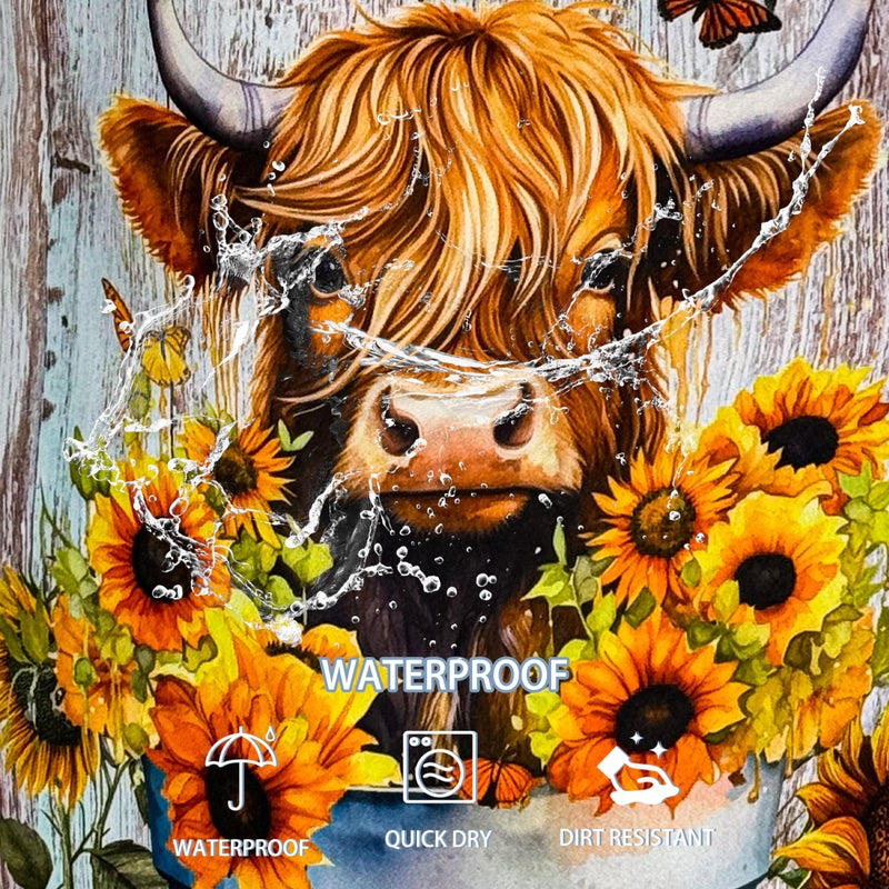 NUTAINLA Highland Cow Sunflower Laundry Basket Animal Foldable Oxford Cloth Funny Tote Bag Laundry Hamper Clothes Storage Bucket Toy Organizer For Bathroom/Laundry Storage/Bedroom 18.9x16.5 Inch - Image 4