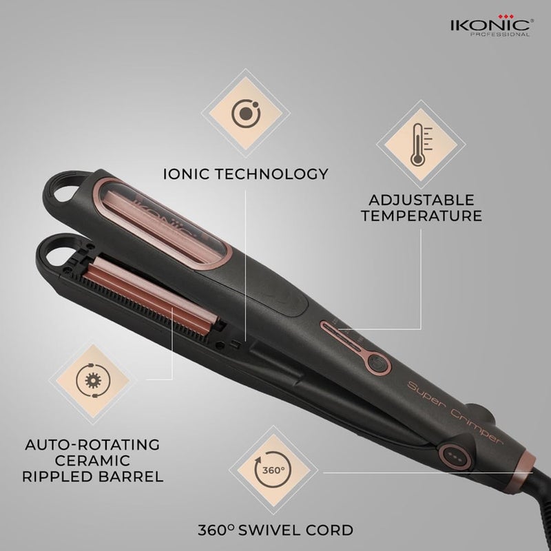 IKONIC مكواة تجعيد احترافية إكونيك مع تقنية تسخين سيراميك متقدمة لا تحتاج إلى الضغط اليدوي التقليدي على الألواح ألواح سيراميك تورمالين ذات دوران تلقائي تسخين سريع لشعر ناعم وخالي من التجاعيد لجميع أنواع الشعر - Image 2