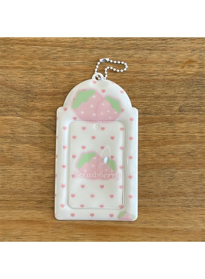 NIBEMINENT 1 - Piece Cute Strawberry Dessert Rabbit Kpop Photo Card Holder Pendant Key Chain ID Badge Holder ID Card Holder Photo Card Protector for School ID Office ID Access Card for Women Girls - Image 1