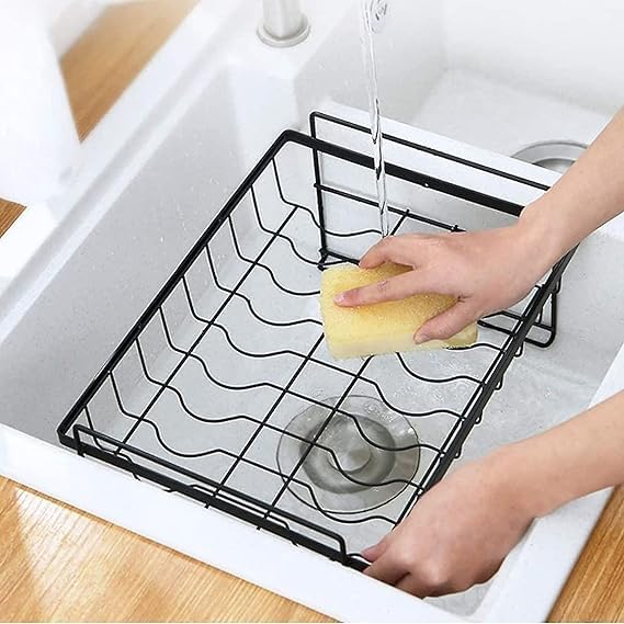Zeinwap metal Kitchen Dish Rack Drainer|Drying Rack with Removable Drain Tray, 2-Tier Rack Large (Black) - Image 5