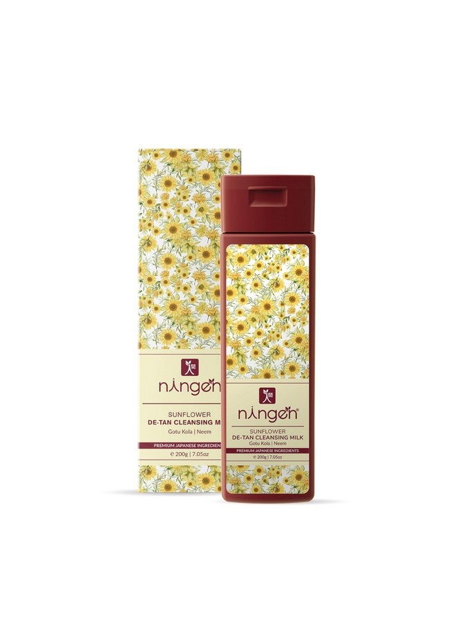 ningen Sunflower De-Tan Cleansing Milk I Enriched With Gotokula, Neem I Dermatologically Tested, Paraben Free I Use It For Tan, Dirt, Grime And Make-Up Removal I 200G - Image 1