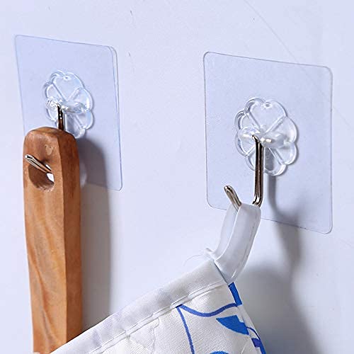 Raxon™ Self Adhesive Plastic Wall Hooks, Heavy Duty Sticky Hooks for Hanging 10KG Waterproof Transparent Adhesive Hooks for Wall, Wall Hangers for Kitchen Bathroom Bedroom Accessories Pack of 30 - Image 2